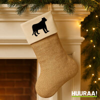 Weihnachtsstrumpf Panther Silhouette Beige