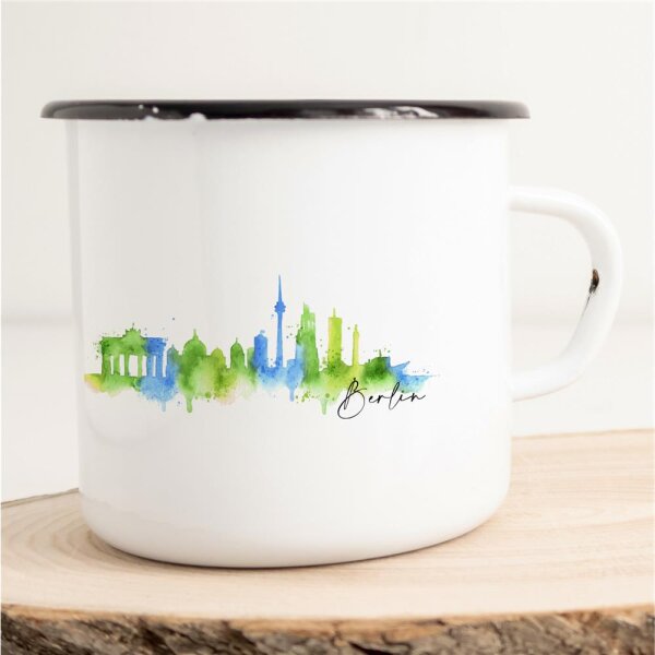 Emaille Tasse Berlin Skyline Vintage 300ml