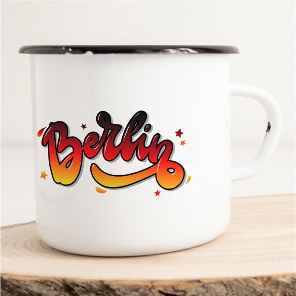 Emaille Tasse Berlin Grafitti Vintage 300ml