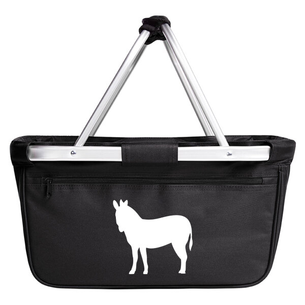 Einkaufskorb faltbar Esel Silhouette 20 Liter Tragekorb Black