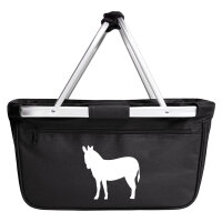 Einkaufskorb Esel Silhouette in Black, faltbar, 20 Liter