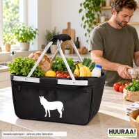 Einkaufskorb Esel Silhouette in Black, faltbar, 20 Liter