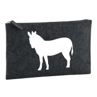 Kulturbeutel Esel Silhouette 1 Liter Filz Charcoal Kosmetiktasche