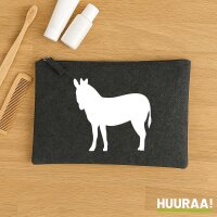 Kulturbeutel Esel Silhouette 1 Liter Filz Charcoal Kosmetiktasche