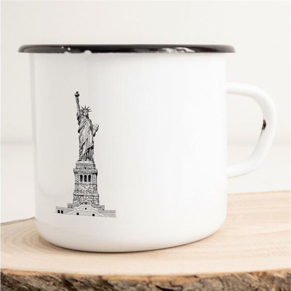 Emaille Tasse Freiheitsstatue Vintage 300ml