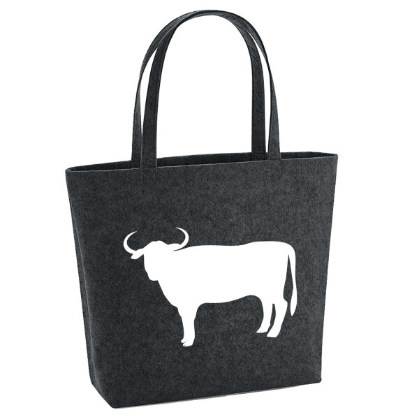 Filzshopper Stier Bulle Silhouette 22 Liter Filztasche