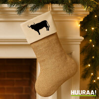 Weihnachtsstrumpf Stier Bulle Silhouette Beige
