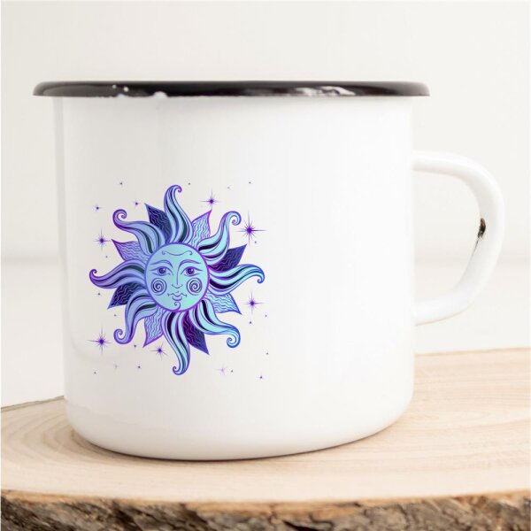 Emaille Tasse Sonne Astrologie Sternzeichen Vintage 300ml