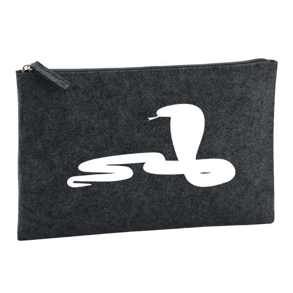 Kulturbeutel Schlange Kobra Silhouette 1 Liter Filz Charcoal Kosmetiktasche