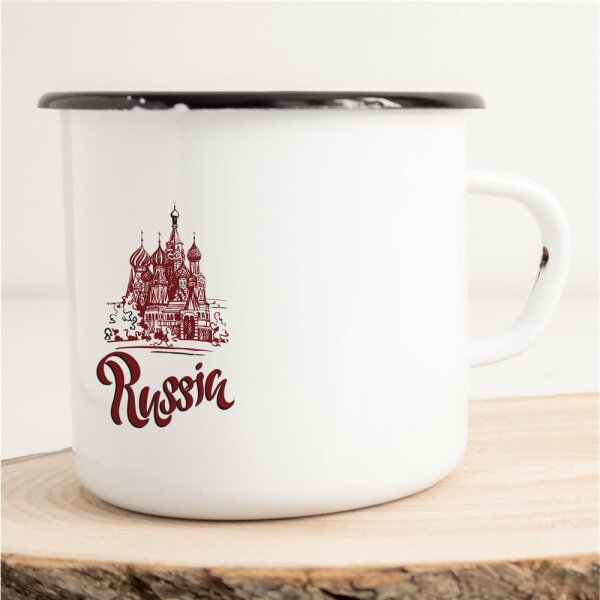 Emaille Tasse Russia Vintage 300ml