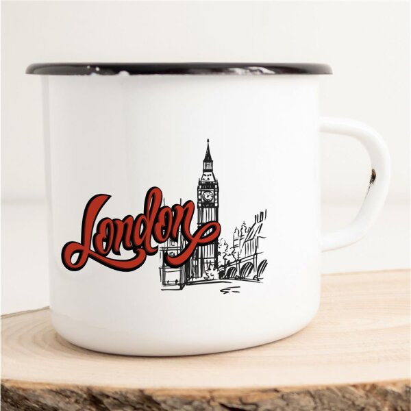 Emaille Tasse London Vintage 300ml