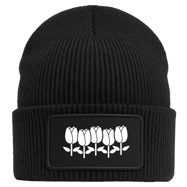 Beanie Tulpen Blüte Black Mütze
