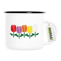 Emaille Tasse Tulpen Blüte 300ml Vintage Emaille Becher