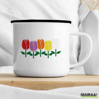 Emaille Tasse Tulpen Blüte 300ml Vintage Emaille Becher