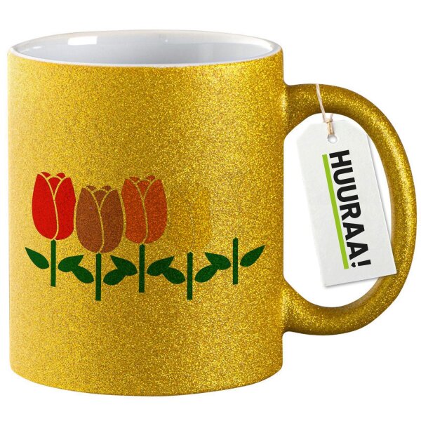 Glitzertasse Tulpen Blüte 330ml