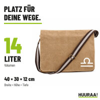 Umhängetasche Waage Sternzeichen Zeichen, Canvas, 14 Liter