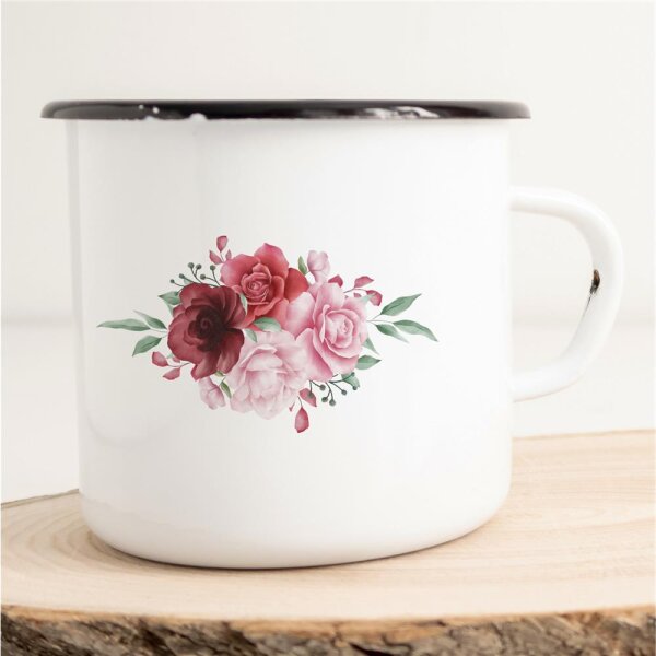 Emaille Tasse Rosen Vintage 300ml