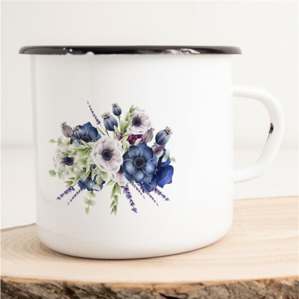 Emaille Tasse Blüten Vintage 300ml