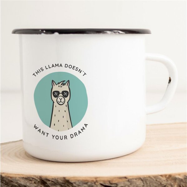 Emaille Tasse This Llama doesnt want your drama Vintage 300ml