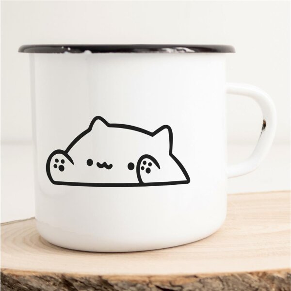 Emaille Tasse Bongo cat Vintage 300ml