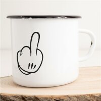 Emaille Tasse Mittelfinger Handschuh Vintage 300ml