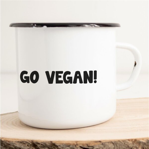 Emaille Tasse Go Vegan! Vintage 300ml
