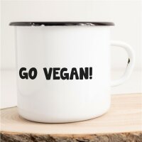 Emaille Tasse Go Vegan! Vintage 300ml