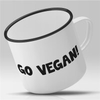 Emaille Tasse Go Vegan! Vintage 300ml