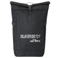 Kurierrucksack Organspender mit Herz 30-44 Liter Black Melange