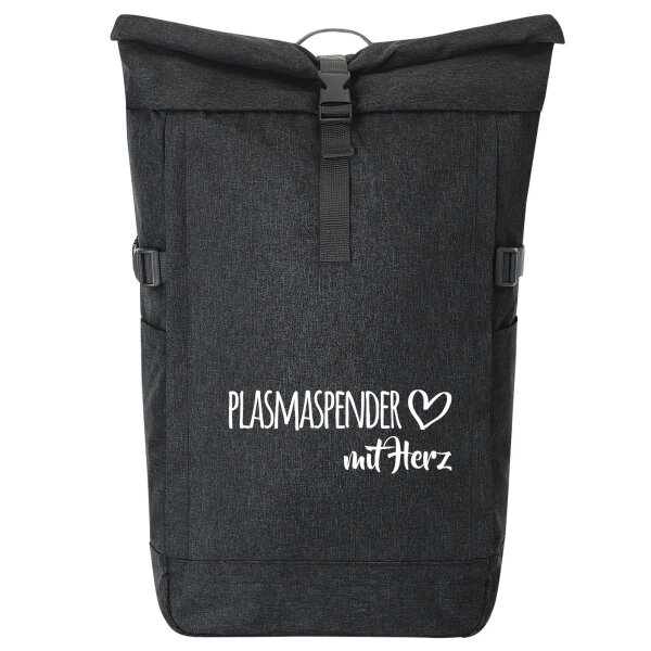Kurierrucksack Plasmaspender mit Herz 30-44 Liter Black Melange