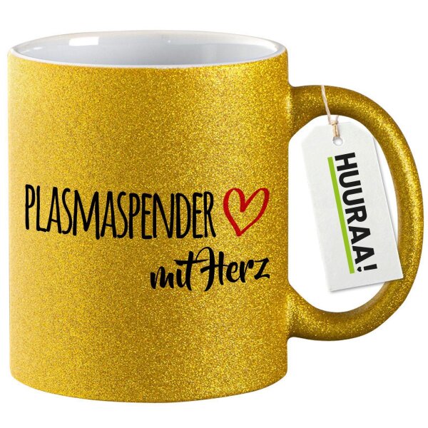 Glitzertasse Plasmaspender mit Herz 330ml