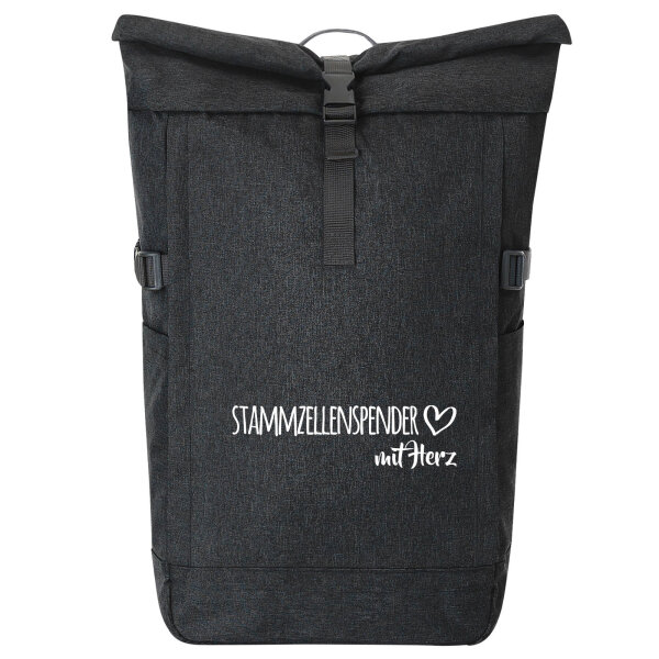Kurierrucksack Stammzellenspender mit Herz 30-44 Liter Black Melange
