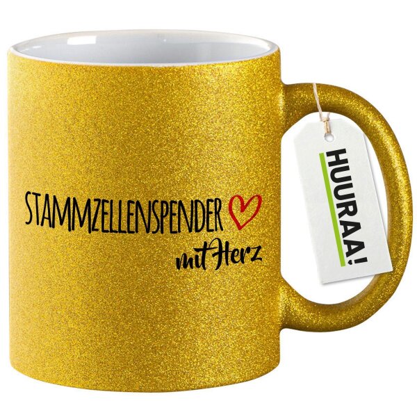 Glitzertasse Stammzellenspender mit Herz 330ml