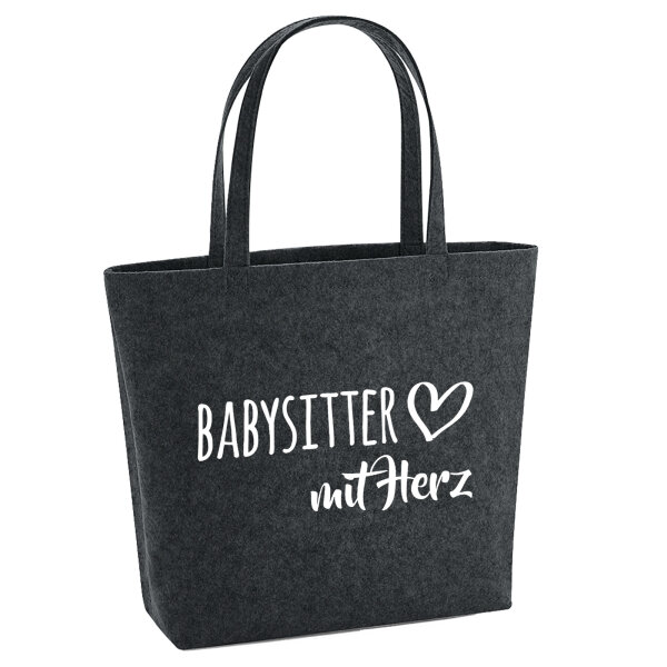 Filzshopper Babysitter mit Herz 22 Liter Filztasche