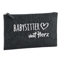 Kulturbeutel Babysitter mit Herz 1 Liter Filz Charcoal Kosmetiktasche
