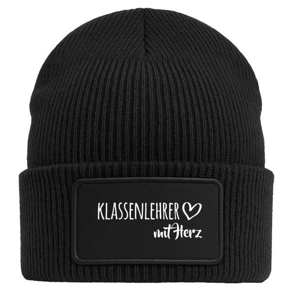 Beanie Klassenlehrer mit Herz Black Mütze