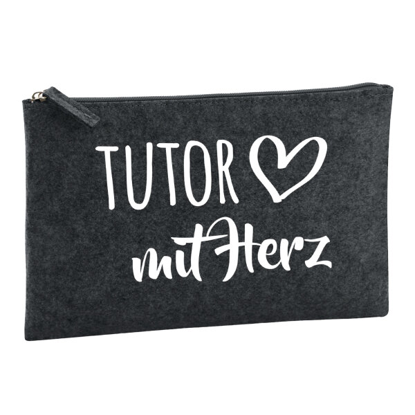 Kulturbeutel Tutor mit Herz 1 Liter Filz Charcoal Kosmetiktasche