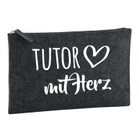 Kulturbeutel Tutor mit Herz 1 Liter Filz Charcoal Kosmetiktasche