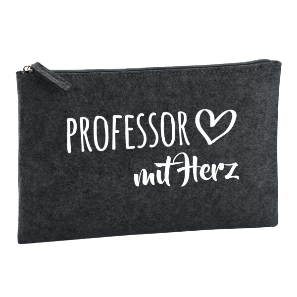 Kulturbeutel Professor mit Herz 1 Liter Filz Charcoal Kosmetiktasche