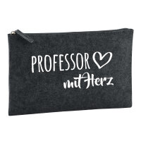 Kulturbeutel Professor mit Herz 1 Liter Filz Charcoal Kosmetiktasche