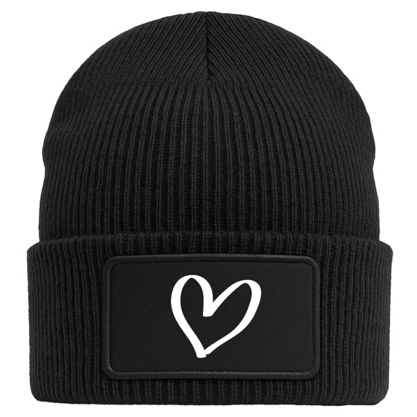 Beanie Herz Heart Black Mütze