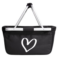 Einkaufskorb faltbar Herz Heart 20 Liter Tragekorb Black