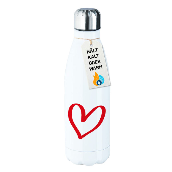 Edelstahl-Trinkflasche Herz Heart 500ml Wasserflasche