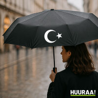Regenschirm Türkei Halbmond und Stern 98cm Schwarz