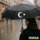 Regenschirm Türkei Halbmond und Stern 98cm Schwarz