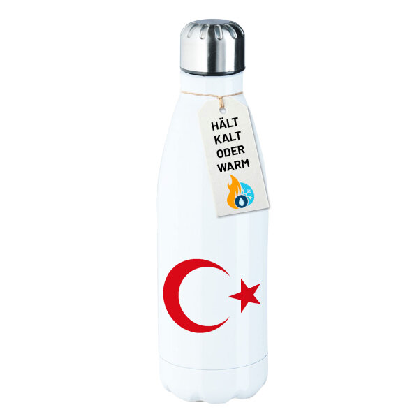 Edelstahl-Trinkflasche Türkei Halbmond und Stern 500ml Wasserflasche