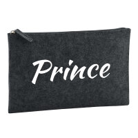 Kulturbeutel Prince Schriftzug 1 Liter Filz Charcoal Kosmetiktasche