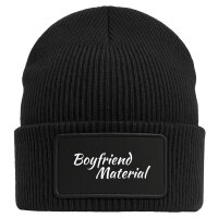 Beanie Boyfriend Material Schriftzug Black Mütze