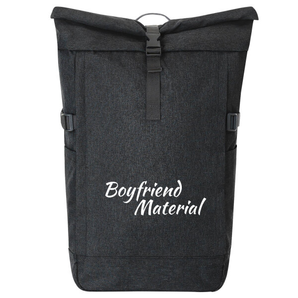 Kurierrucksack Boyfriend Material Schriftzug 30-44 Liter Black Melange
