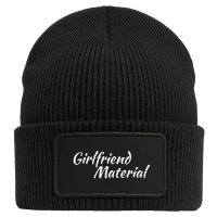 Beanie Girlfriend Material Schriftzug Black Mütze